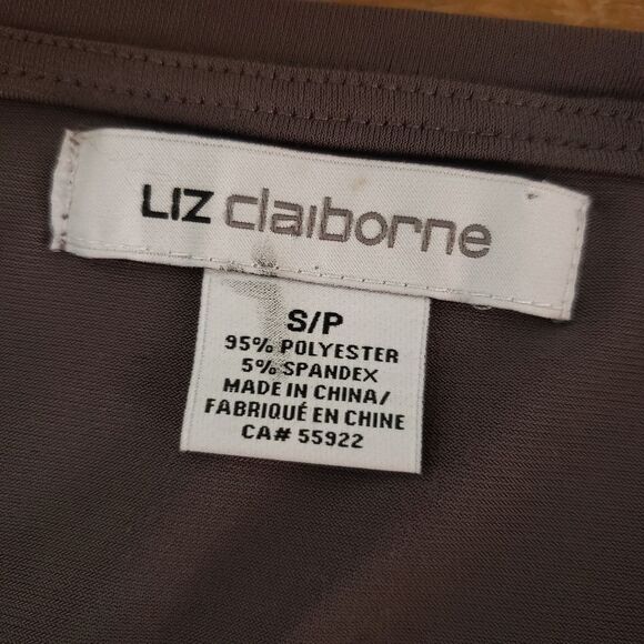 🦋3/$25 Liz Claiborne Small Gray Ruched 3/4 Sleeve Tunic Top With Sequence - Picture 4 of 8